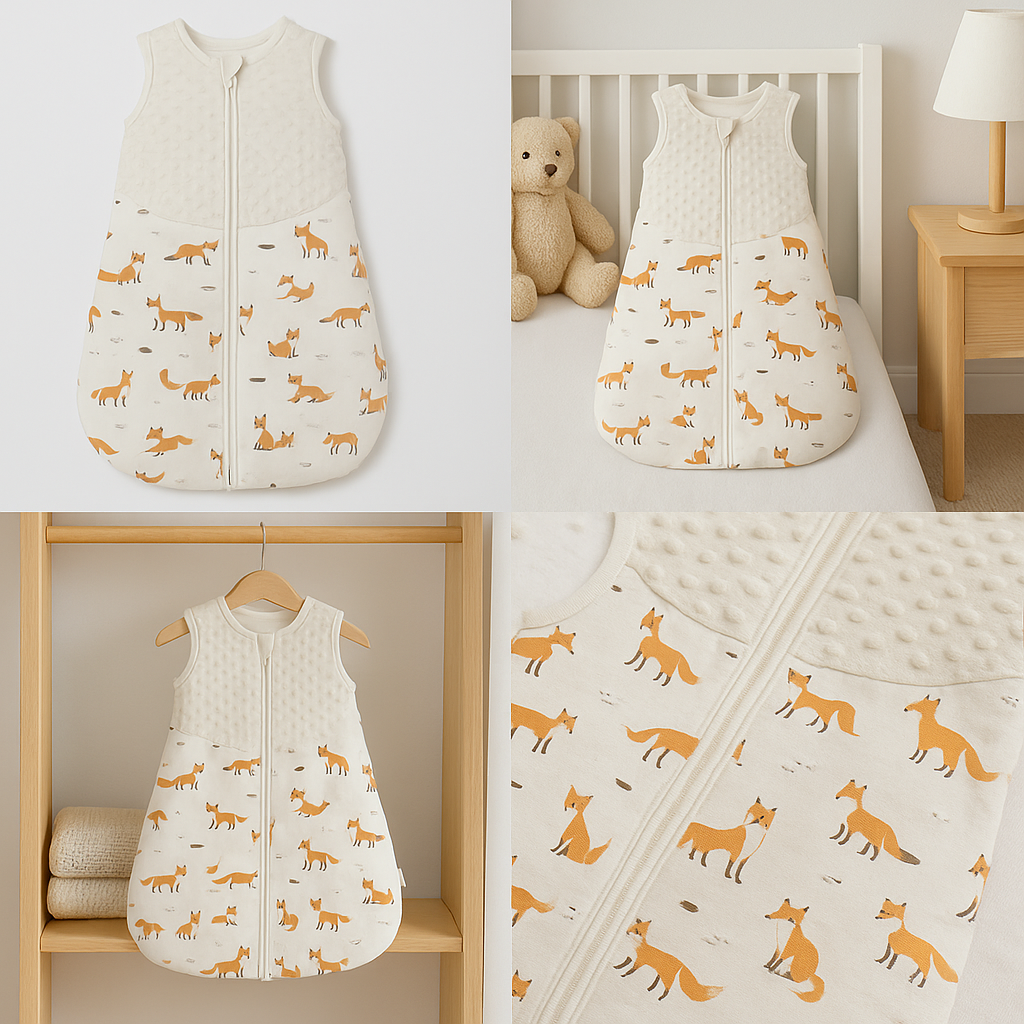 Gigoteuse bébé renards dans chambre lit bébé ambiance douce