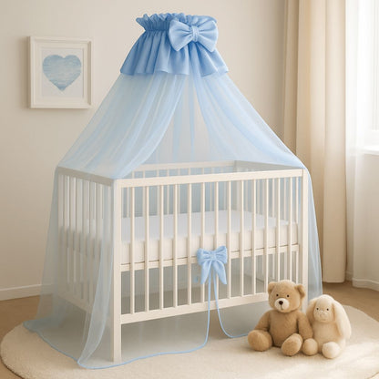 Ciel de lit bleu luxueux idéal pour berceau bébé
