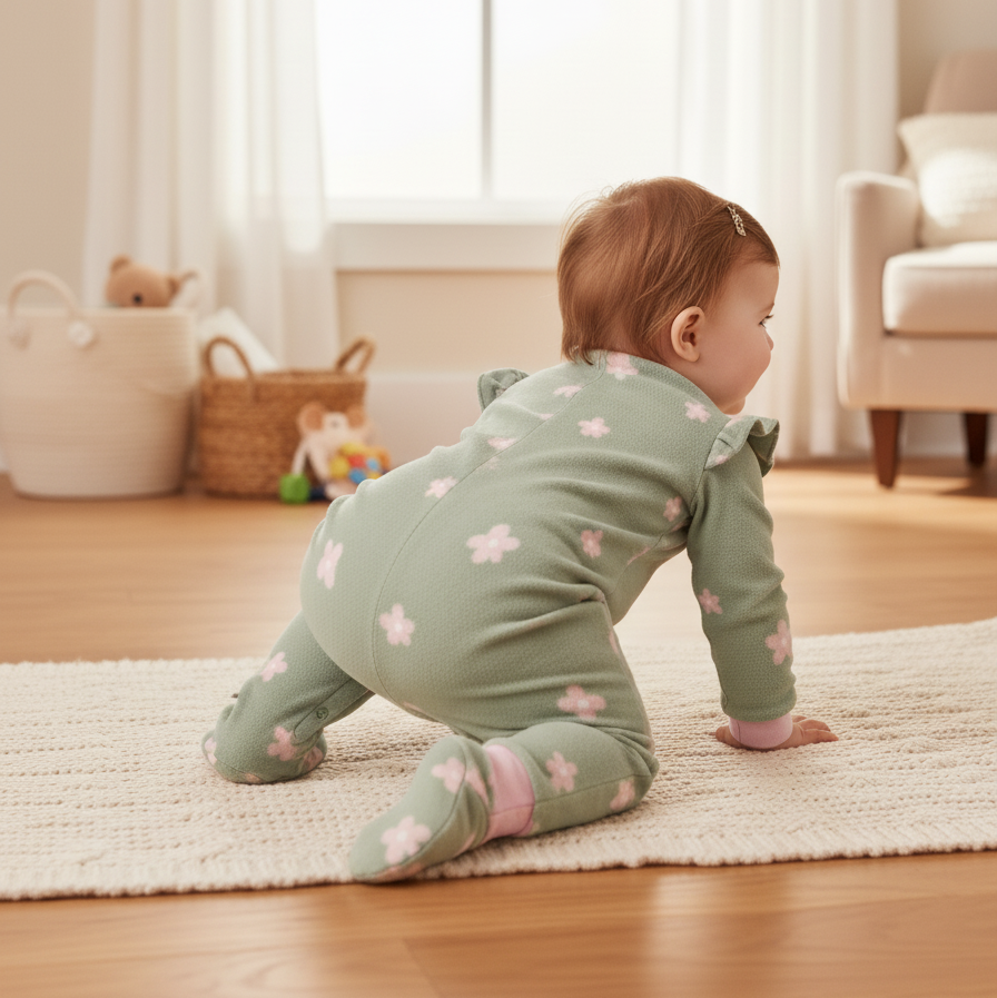Grenouillère fille- Souris et Fleurs | Polaire Douce