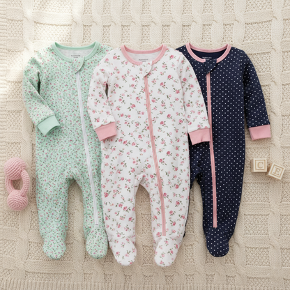 Lot 3 grenouillères pour bébé fille | Confort