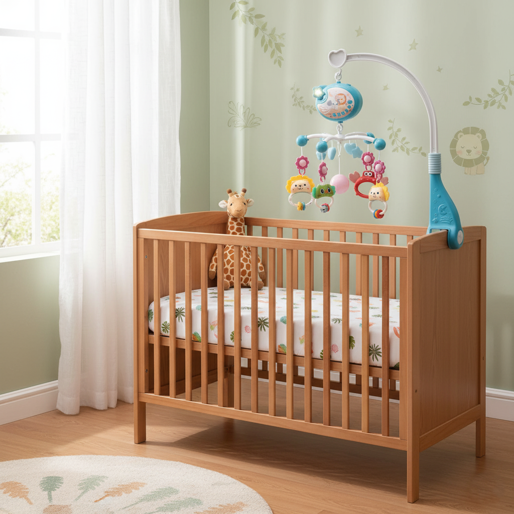 Mobile bébé musical avec hochets animaux colorés