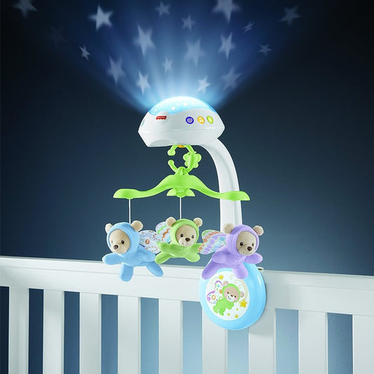 Mobile bébé trois en un avec peluches suspendues colorées