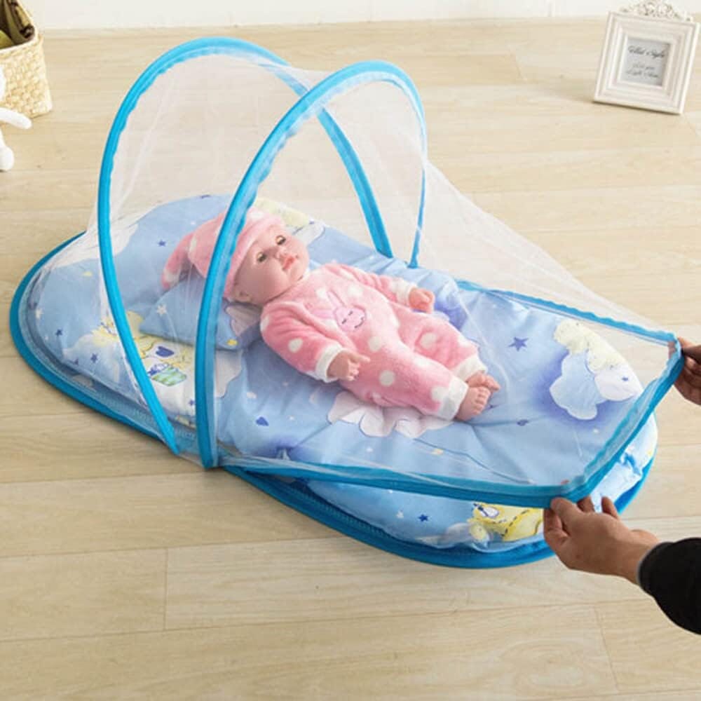 Moustiquaire Lit Bébé Bleu  assurant  nuits sereines