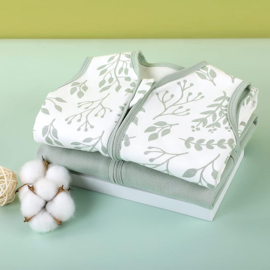 Trois gigoteuses sans manches avec fermeture éclair motifs végétaux tendres