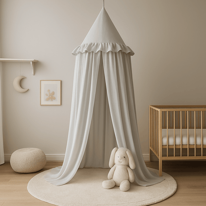 ciel de lit bébé avec volants lux