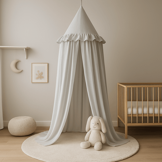 ciel de lit bébé avec volants lux