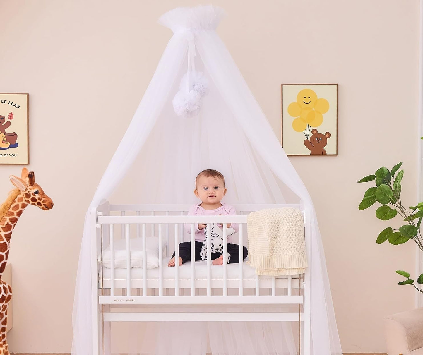 ciel de lit bébé en tulle blanc bulle de douceur