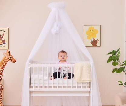 ciel de lit bébé en tulle blanc bulle de douceur