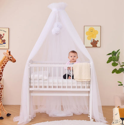 ciel de lit bébé en tulle blanc moderne