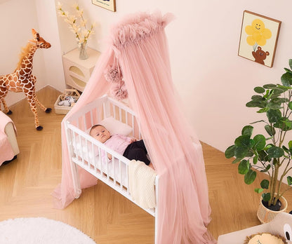 ciel de lit bébé en tulle rose tente merveilleuse