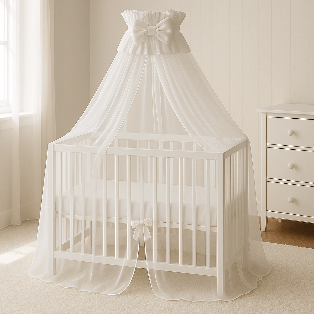 ciel de lit bebe de luxe blanc lumineuse et agréable 