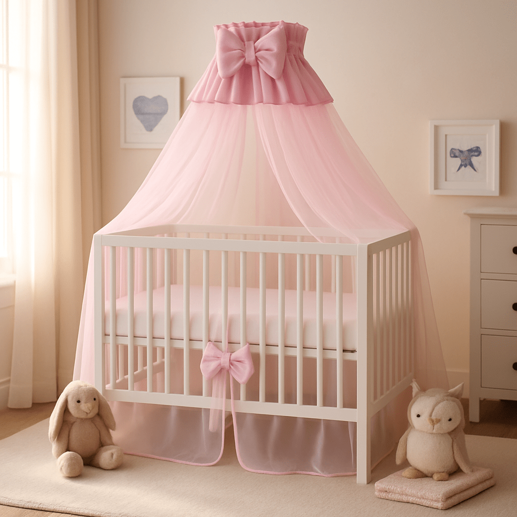 ciel de lit bébé de luxe rose element de deco