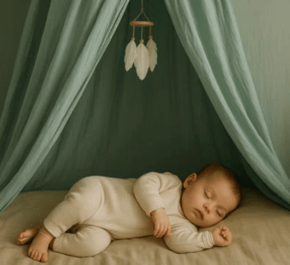 Ciel de lit vert pour sommeil paisible et doux