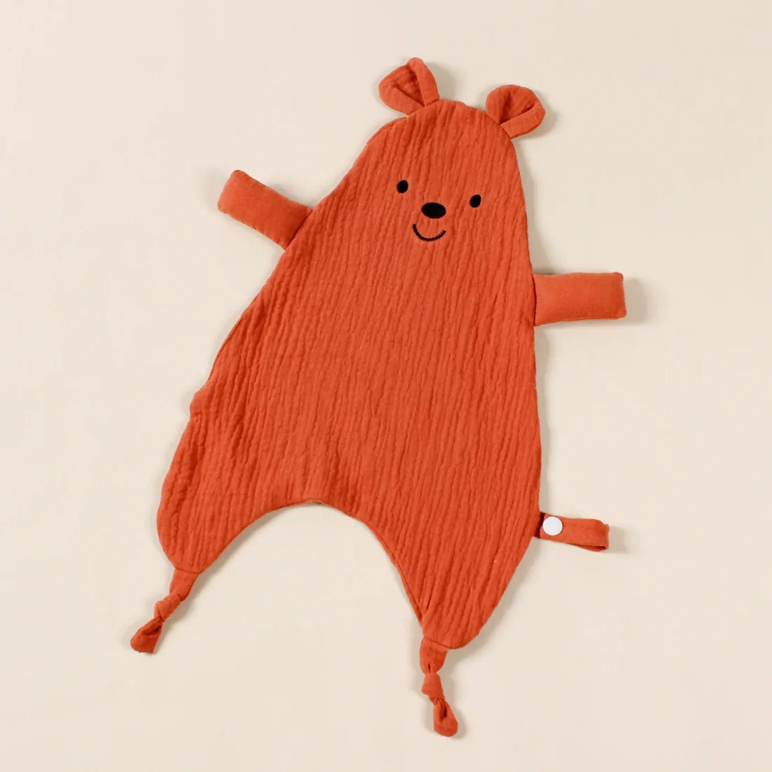 Doudou bébé souris tricoté orange terracotta