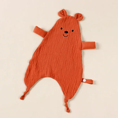 Doudou bébé souris tricoté orange terracotta