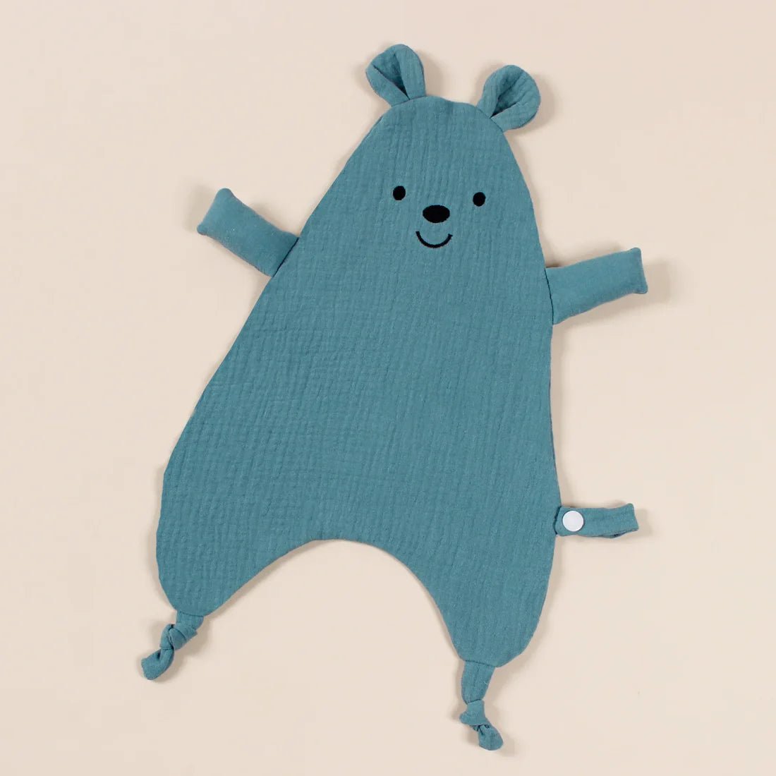 Doudou bébé souris tricoté bleu canard