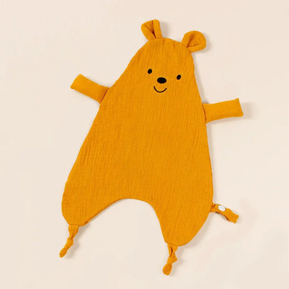 Doudou bébé souris tricoté moutarde doux