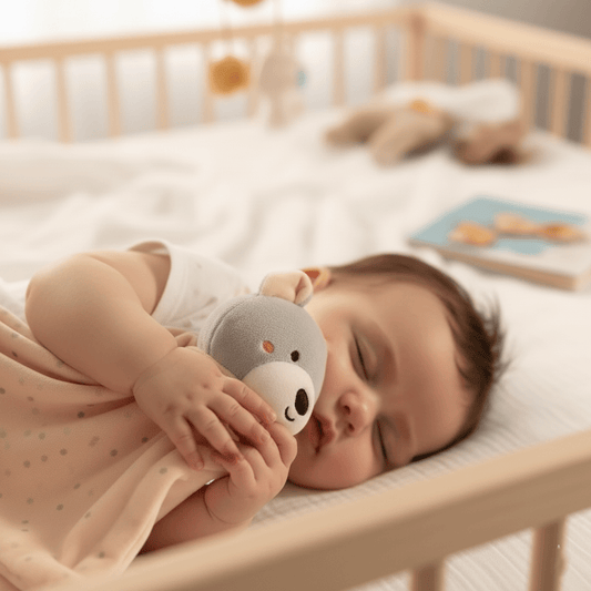 Doudou bébé ours gris câlin pour sommeil réconfortant