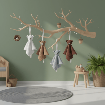 Doudou en Crochet Petit Ours suspendus décoration chambre bébé naturelle