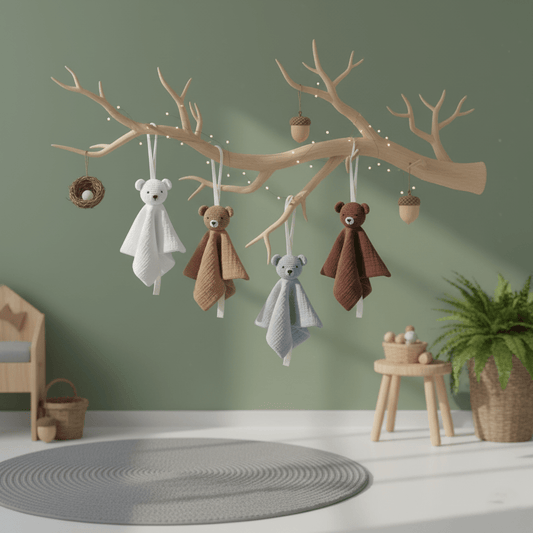 Doudou en Crochet Petit Ours suspendus décoration chambre bébé naturelle