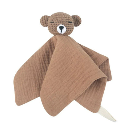 Doudou en Crochet Petit Ours caramel gros plan détails crochet