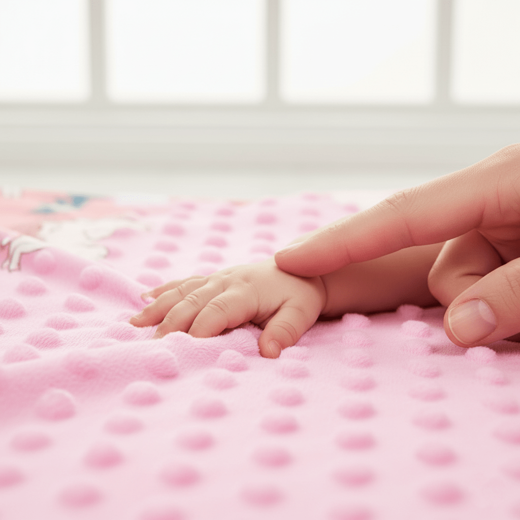 Texture Minky à picots du plaid bébé licorne rose, douce au toucher