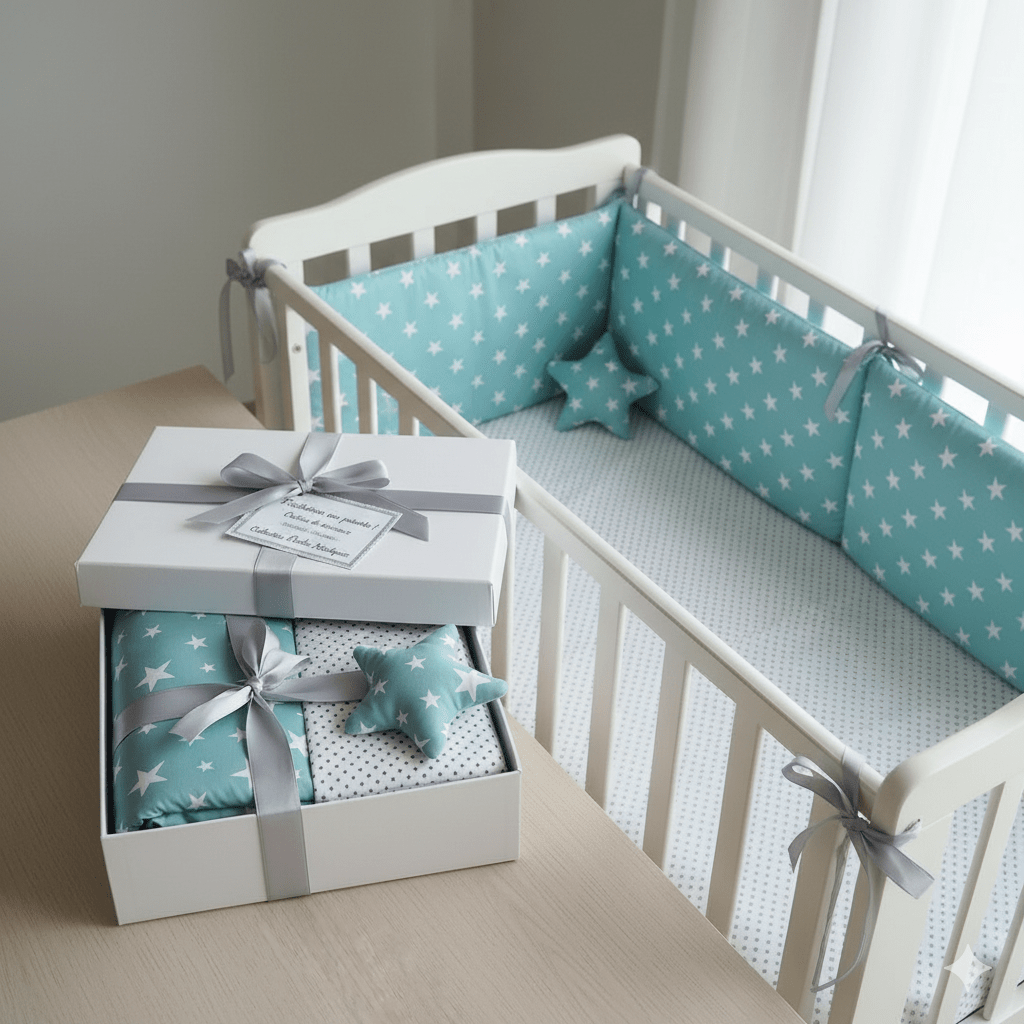 Tour de lit bébé bleu  Accessoire de lit bébé, tour de lit "Étoiles Nordiques", design moderne et apaisant