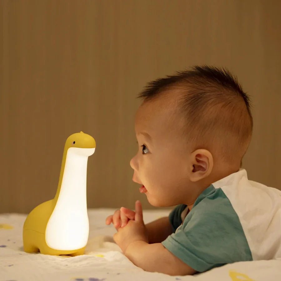 veilleuse bébé dinosaure jaune en silicon doux