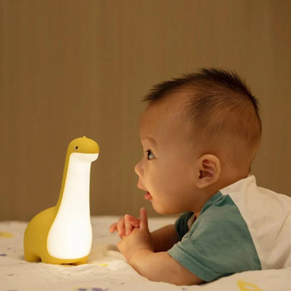 veilleuse bébé dinosaure jaune en silicon doux
