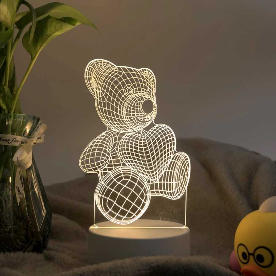Veilleuse bebe en forme d'ours lampe 3D