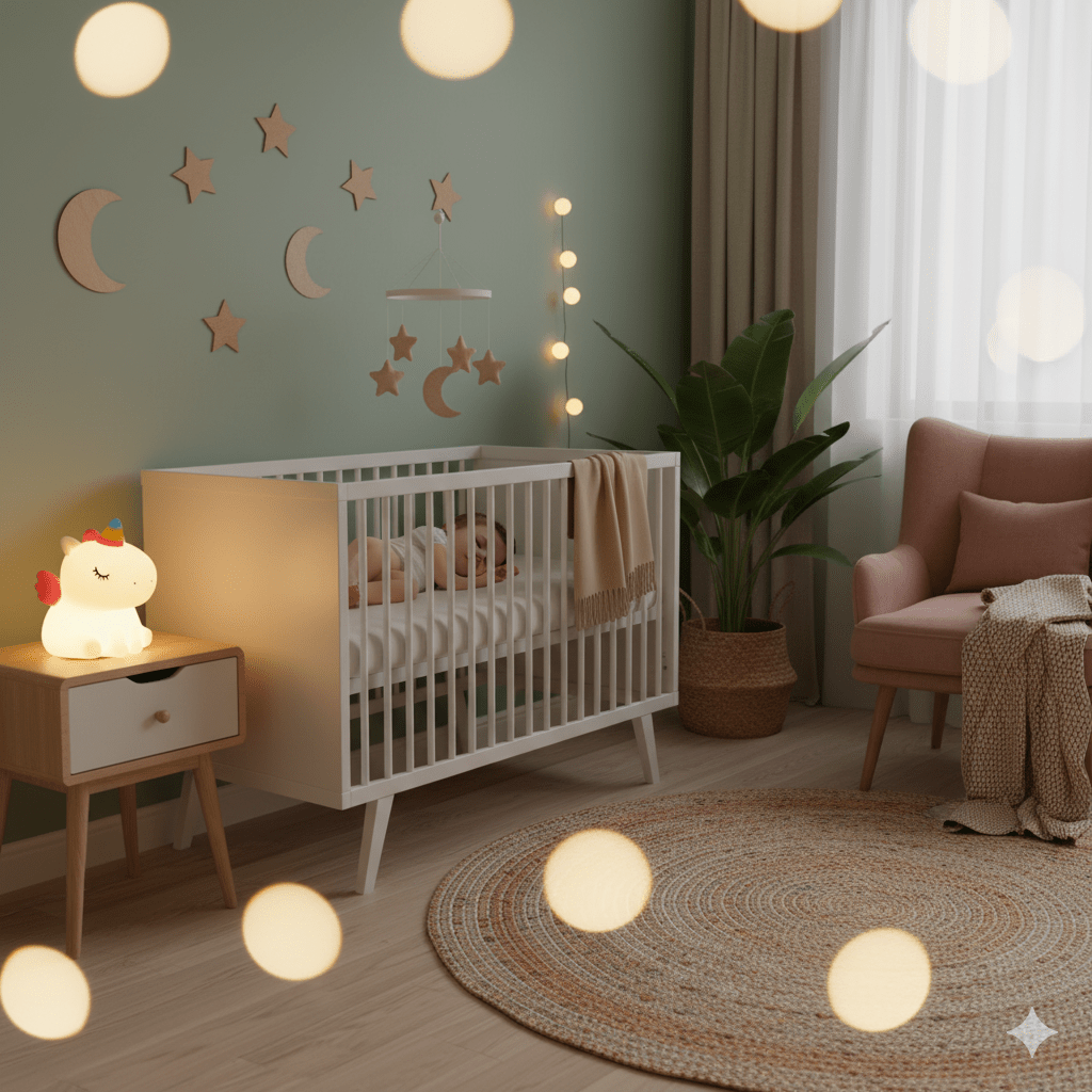 petite veilleuse bébé licorne dans chambre bébé