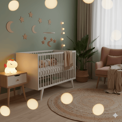 petite veilleuse bébé licorne dans chambre bébé