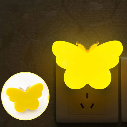 veilleuse bebe murale papillon jaune en prise