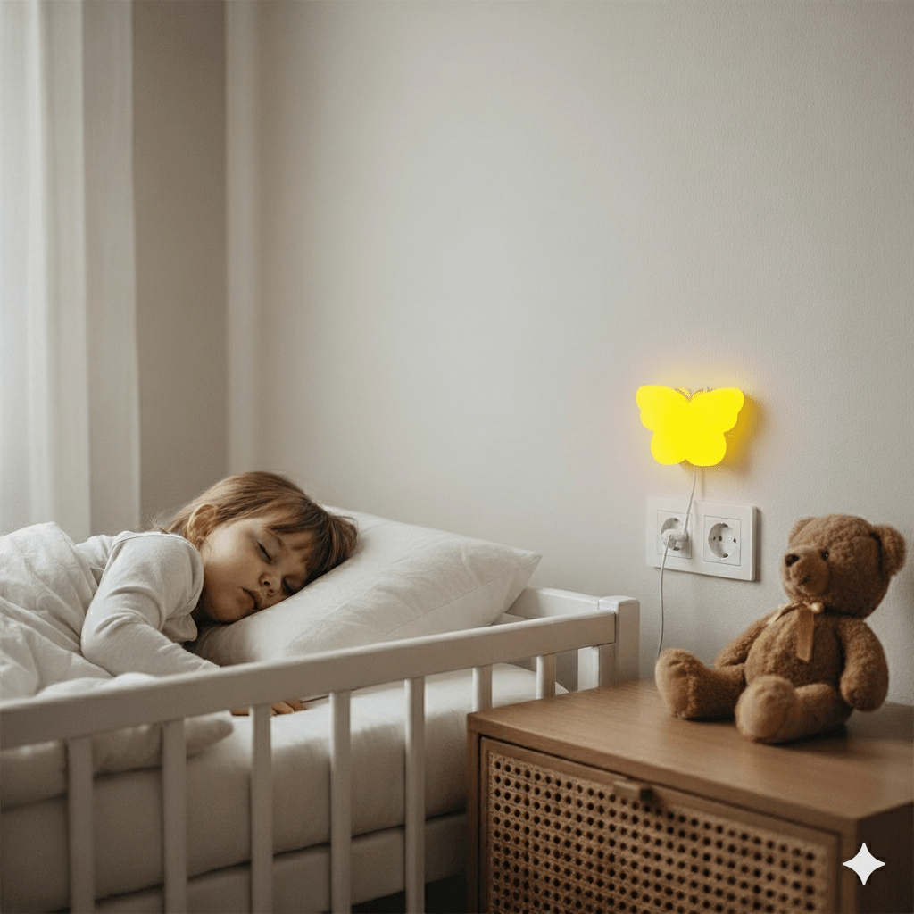 veilleuse murale papillon dans une chambre de fille