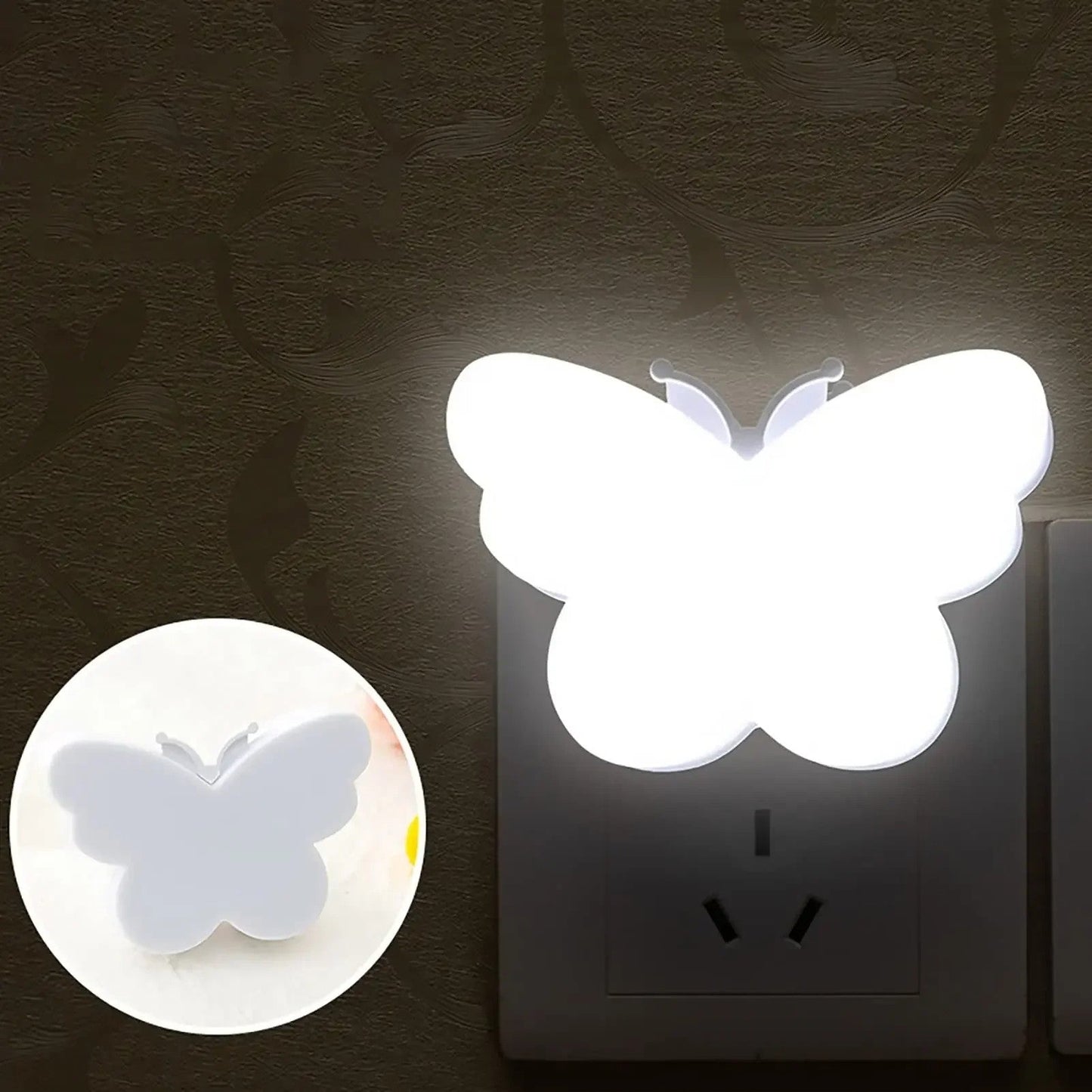 veilleuse bebe murale papillon blanc en prise