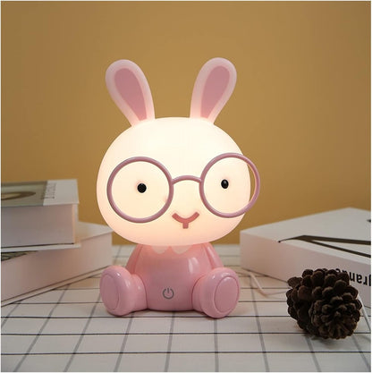 Veilleuse Lapin à Lunettes rose Pâle moderne