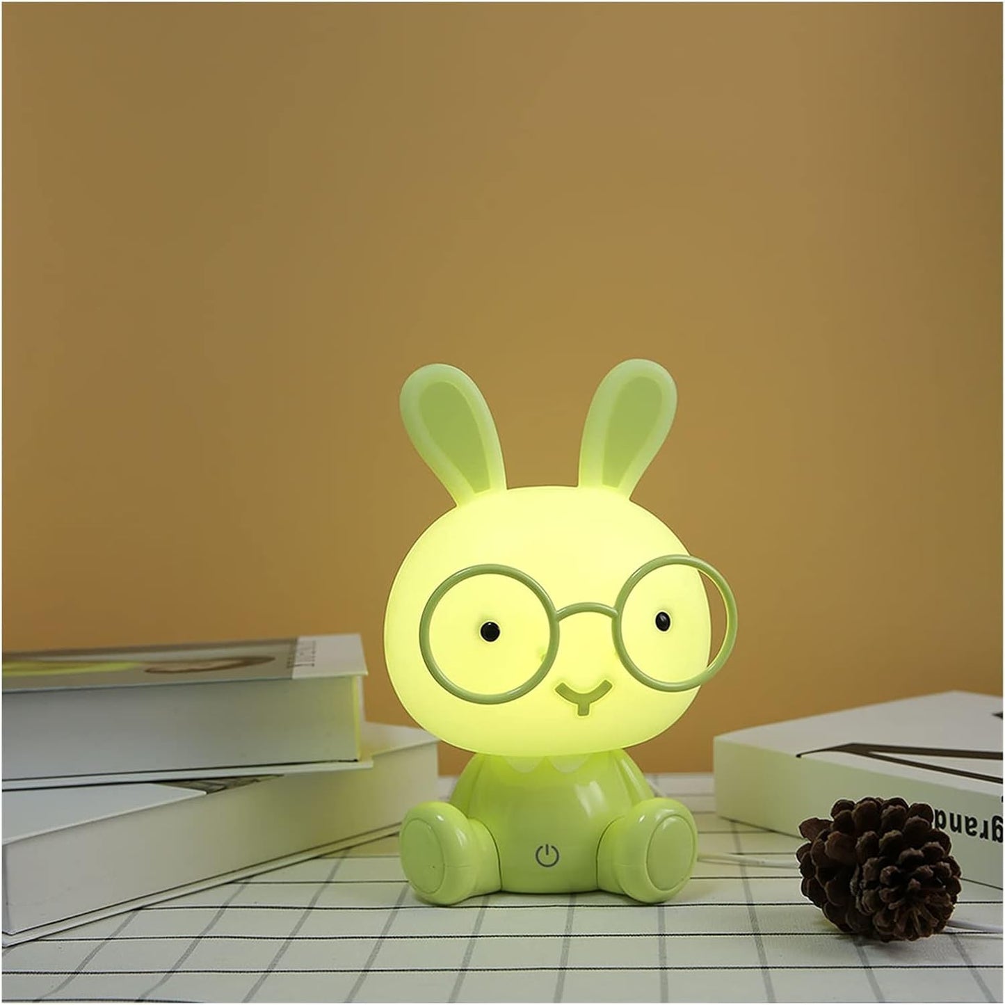 Veilleuse Lapin à Lunettes vert Pâle moderne